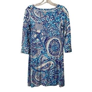 Lilly Pulitzer Sophie Dress Blue Coral Printed 3/4  Sleeve Dress